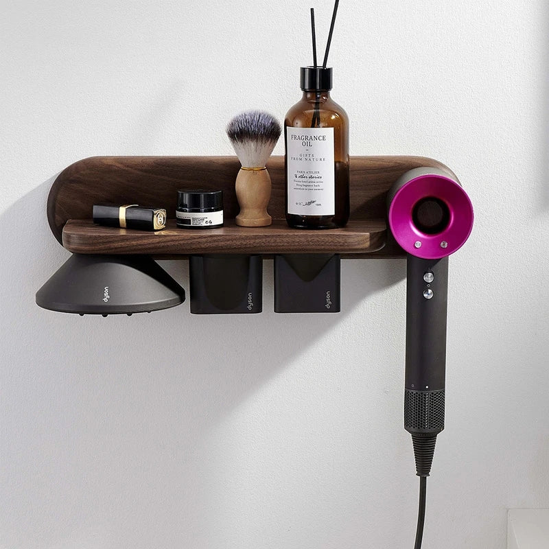 Wall Mount Hair Dryer Holder for Dyson Supersonic Hair Dryer Walnut Beech Wood Hair Dryer Bracket eprolo