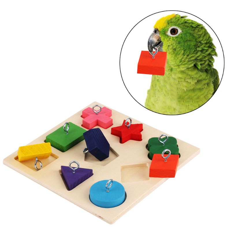 Pet Educational Toys Parrot Interactive Training Colorful Wooden Block Birds Puzzle Supplies DIY Toy Accessories eprolo
