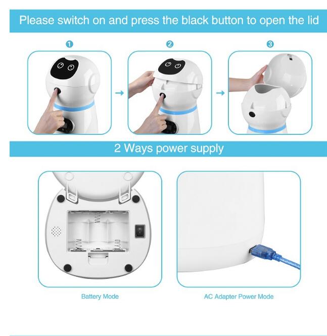 3.5L Automatic Robot Pet Feeder Pet Smart Feeder Stainless Steel Food Tray eprolo