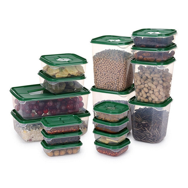 17Pcs/set Keep Fresh Food Storage Box Refrigerator Food Container Sealed Crisper Grain Dried Storage Jar Tank Kitchen Organizer eprolo