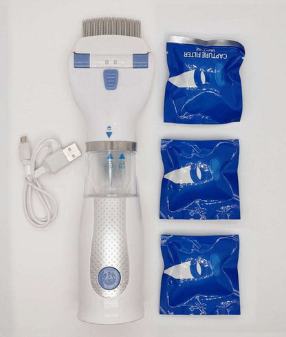 USB Rechargeable Pet Lice Remover for Dogs and Cats - Flea Comb for Hair Cleaning, Portable Lice Catcher - Smart Savvy