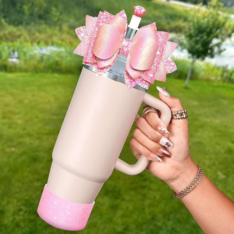 Cup Boot for Stanley 40/30 oz: Straw Cover, Bow Topper, Diamond Caps, Bottom Protector, 3 PCS Set. - Smart Savvy