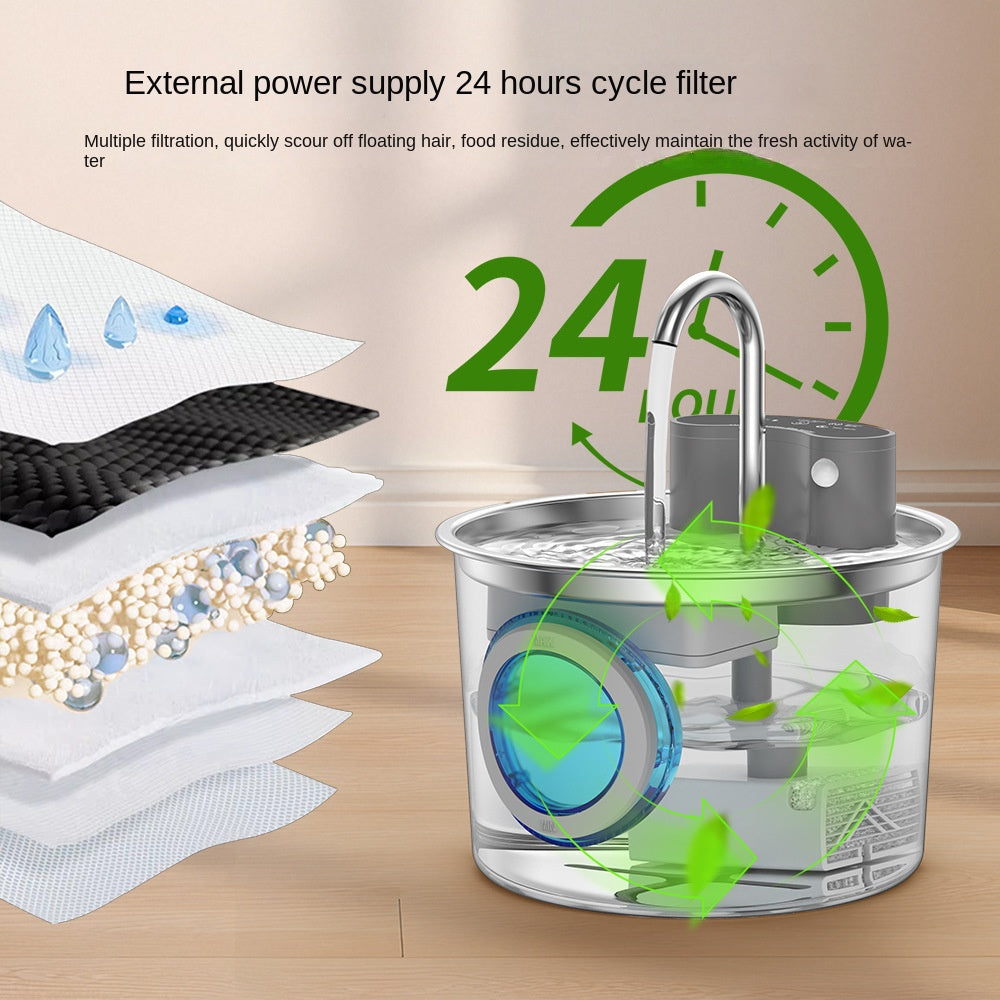 Smart Stainless Steel Cat Water Dispenser, Wireless Sensor, No Plug-in, Automatic Circulation, Large Capacity Pet Water Fountain eprolo