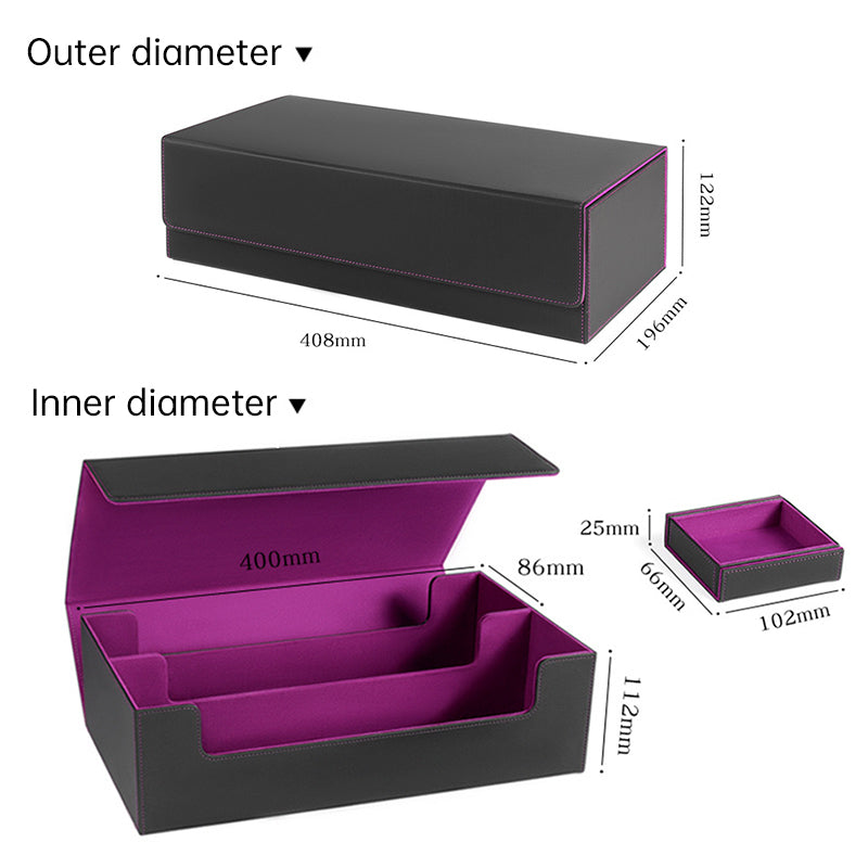 PU Leather Trading Cards Storage Box, holds 600+ cards, for Magic Game Cards, with magnetic closure and for commander decks - Smart Savvy