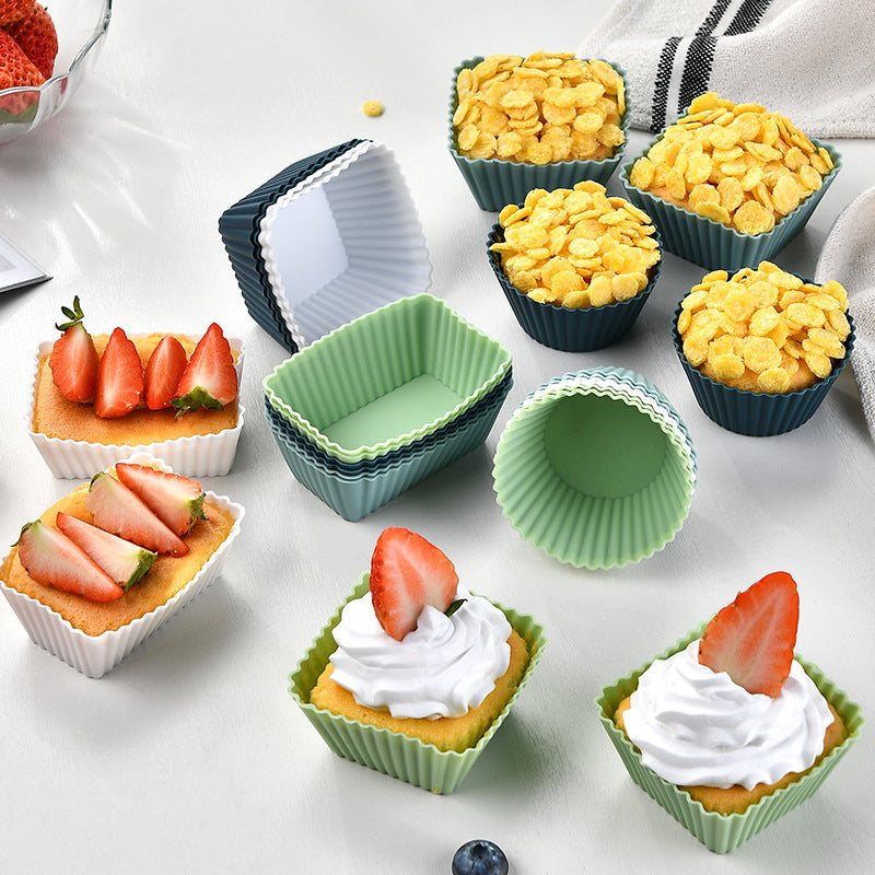 Silicone Muffin Cup Baking Square Round Square Thick Cake Mold Set cupcake eprolo