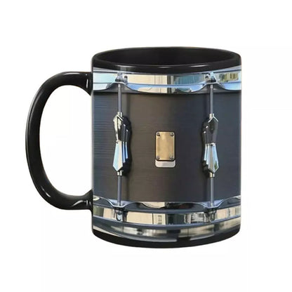 Vintage Drum Mug, 11oz. Black & White, Funny Ceramic Mug. Ideal Cool Gift for Drummers and Musicians. - Smart Savvy