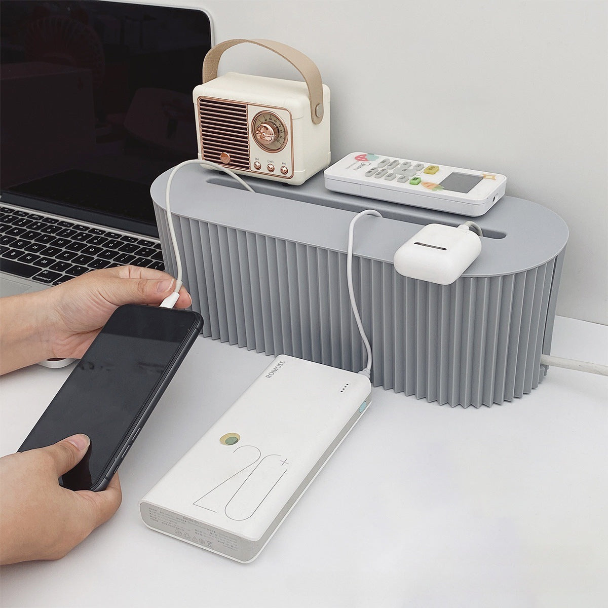 Desktop Outlet Cable Storage Box Power Plug Organizer eprolo