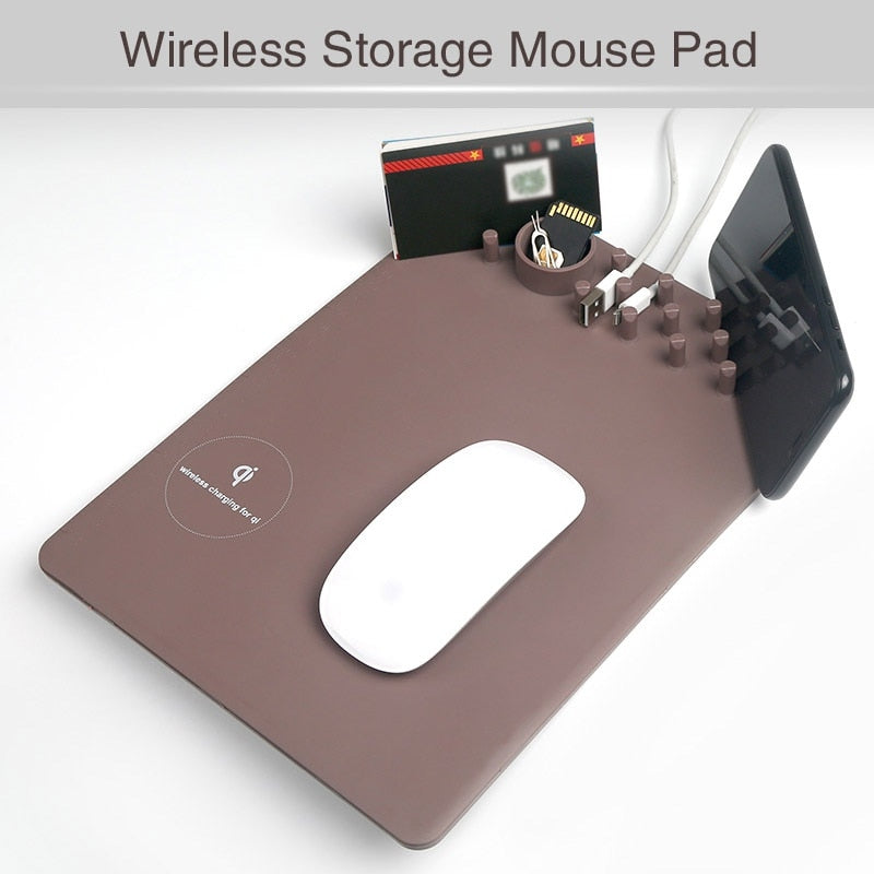 Newest QI Wireless Charging Mousepad Mouse Pad Phone Holder Stand Chargers For iPhone X 8Plus For Samsung Note 8 S8 S7 eprolo