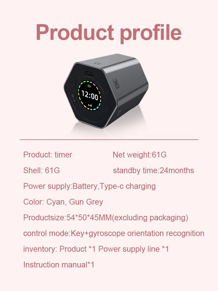 Hexagon Digital Clock Timer Magnetic Cubes Timer Kitchen Hexagon Flip Timer for Studying Cooking Exercising Easy To Use Magnetic eprolo