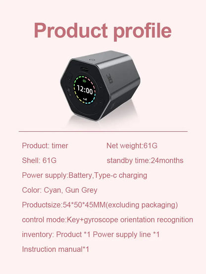 Hexagon Digital Clock Timer Magnetic Cubes Timer Kitchen Hexagon Flip Timer for Studying Cooking Exercising Easy To Use Magnetic eprolo
