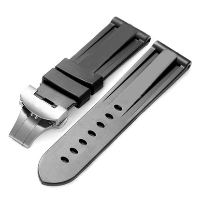 Panerai sea rubber watch strap original butterfly buckle folding buckle waterproof rubber silicone strap men's 22 24mm - Smart Savvy