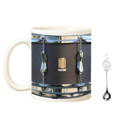 Vintage Drum Mug, 11oz. Black & White, Funny Ceramic Mug. Ideal Cool Gift for Drummers and Musicians. - Smart Savvy