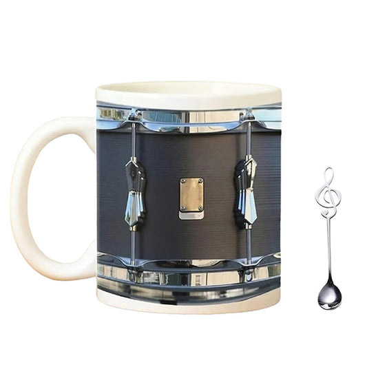 Vintage Drum Mug, 11oz. Black & White, Funny Ceramic Mug. Ideal Cool Gift for Drummers and Musicians. - Smart Savvy