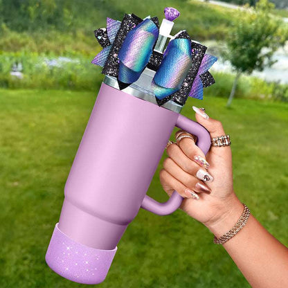 Cup Boot for Stanley 40/30 oz: Straw Cover, Bow Topper, Diamond Caps, Bottom Protector, 3 PCS Set. - Smart Savvy