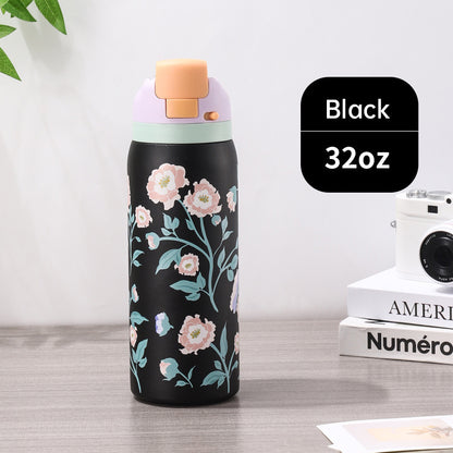Fashionable Stainless Steel Insulated Bottle with Cartoon Patterns, Large-Capacity Jump Cup, Ideal for Outdoor Sports. - Smart Savvy