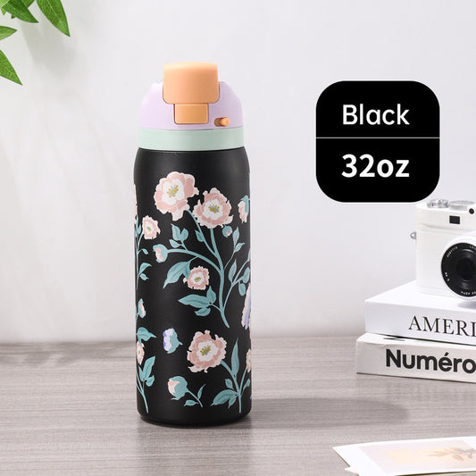Fashionable Stainless Steel Insulated Bottle with Cartoon Patterns, Large-Capacity Jump Cup, Ideal for Outdoor Sports. - Smart Savvy
