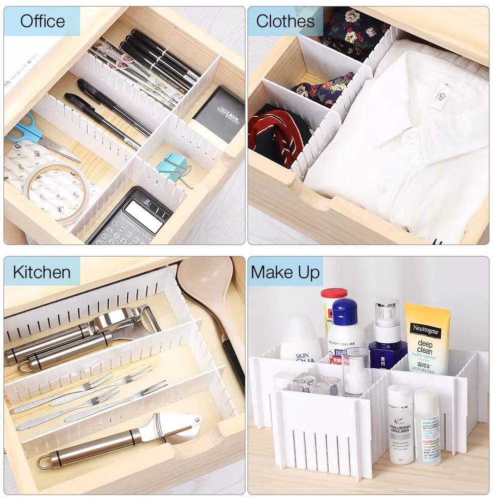 Drawer Dividers 4pcs  DIY Plastic Grid Plastic Adjustable Drawer Dividers Household Storage Makeup Socks Underwear Organizer eprolo