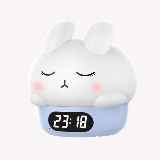 Cute Bunny Alarm Clock, Glow-in-the-Dark Ambient Clock, Silicone Desk Clock for Bedroom Nightstand, Home Night Light, Kids Alarm Clock eprolo
