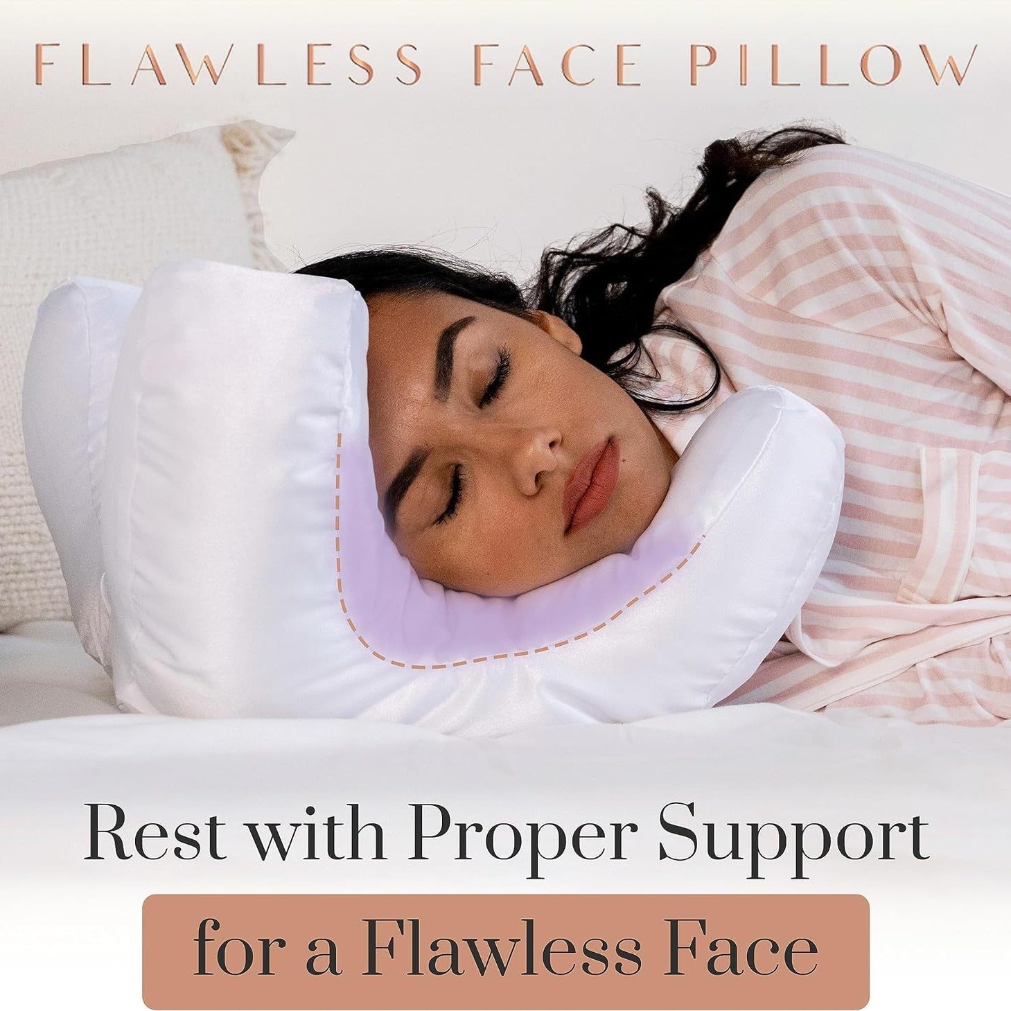 Beauty Face Satin Pillow with Memory Foam Filling Comfortable Soft Nap Cotton Pillow Peace Mind Sleep Non-Paste Makeup Headrest - Smart Savvy