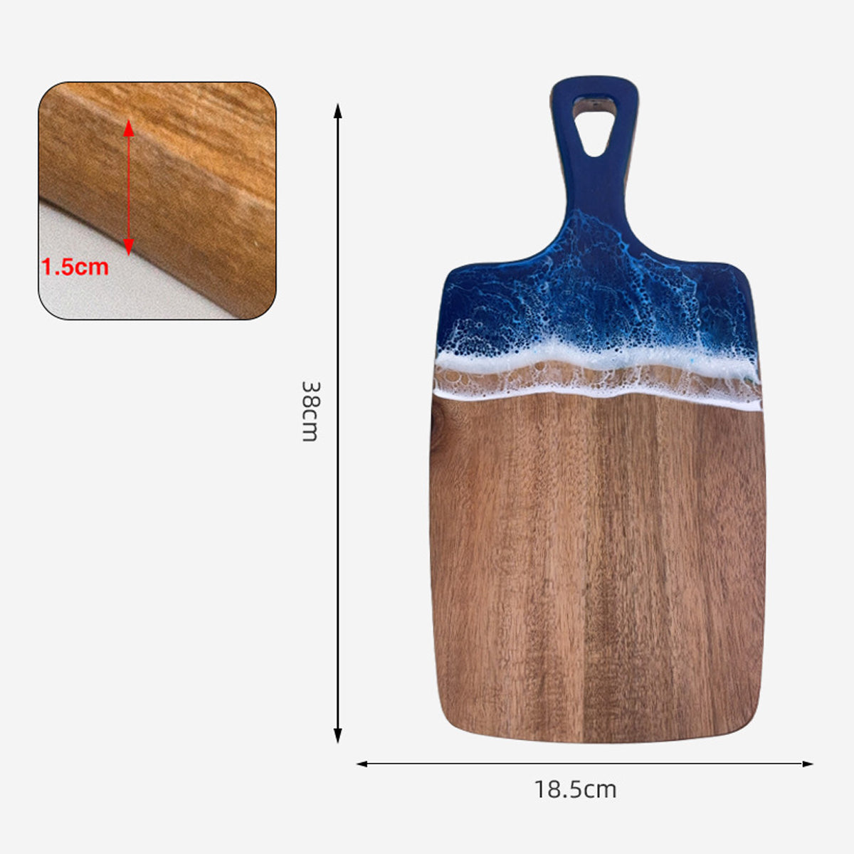 Wood Cutting Board Resin Blue green Wave Pattern eprolo