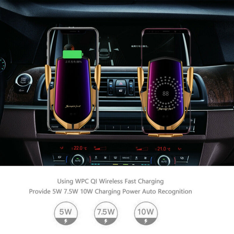 360 Degree Rotation Auto Clamping Air Vent Phone Holder Charging Wireless Car Charger Mount Universal for iphone Huawei Samsung eprolo