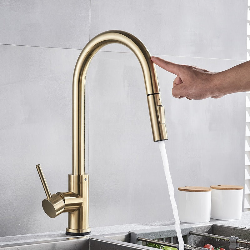 304 stainless steel kitchen faucet, hot and cold water pull-out vegetable basin sink faucet eprolo