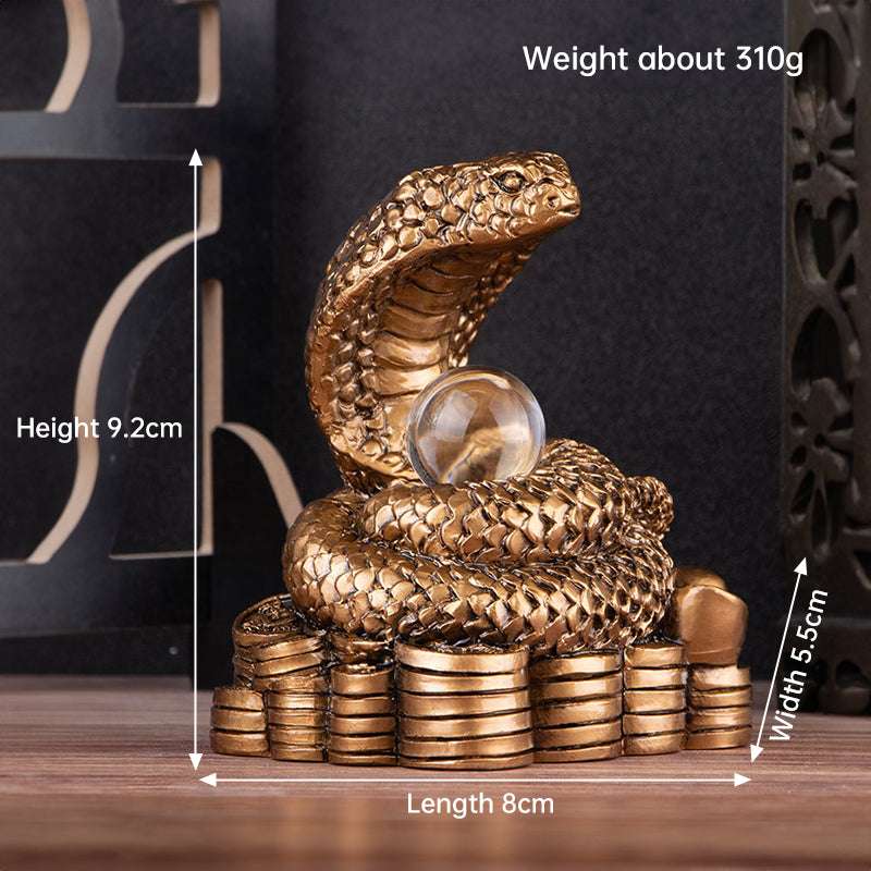 2025 Snake Year Resin Snake Decoration, Chinese Style Desktop Lucky Ornament - Smart Savvy