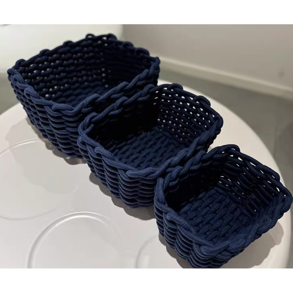 Storage Basket Hand woven Cotton Rope Sorting Basket 3-Piece Set Simple Homestay Design Home Storage Basket - Smart Savvy