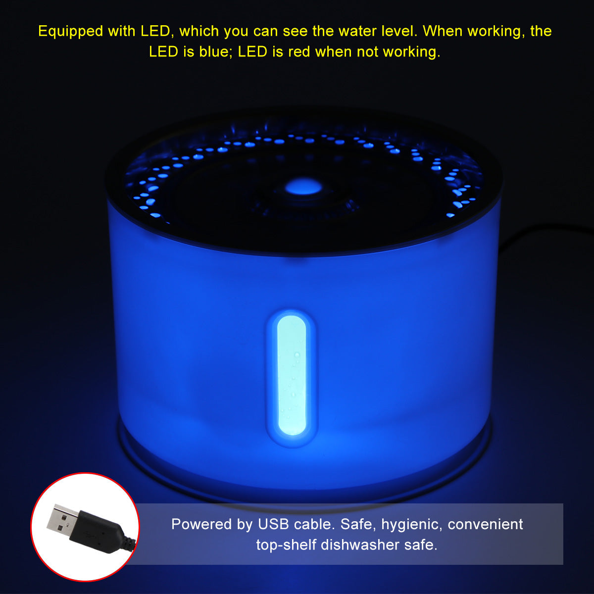 2.4L Automatic Pet Cat Water Fountain with LED Electric USB Dog Cat Pet Mute Drinker Feeder Bowl Pet Drinking Fountain Dispenser eprolo
