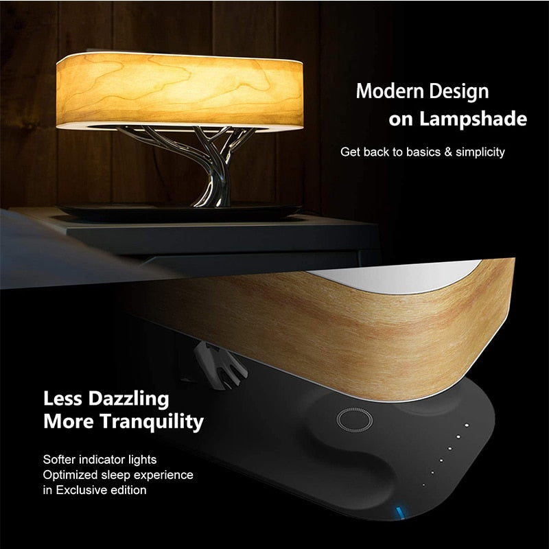 Modern led table lamp for bedroom dimmable bluetooth Speaker phone Charger wireless desk lamp bedside lamp table light tree lamp eprolo