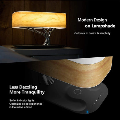 Modern led table lamp for bedroom dimmable bluetooth Speaker phone Charger wireless desk lamp bedside lamp table light tree lamp eprolo