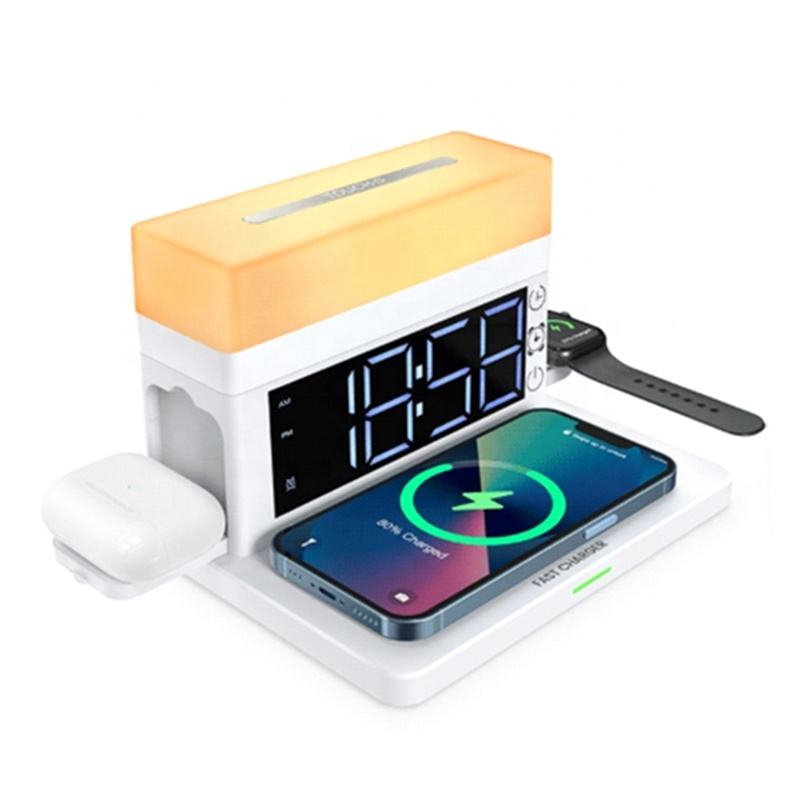 Multifunctional Wireless Charger 15W Fast Charge Desk Lamp Alarm Clock 6 in 1 for Apple Huawei eprolo