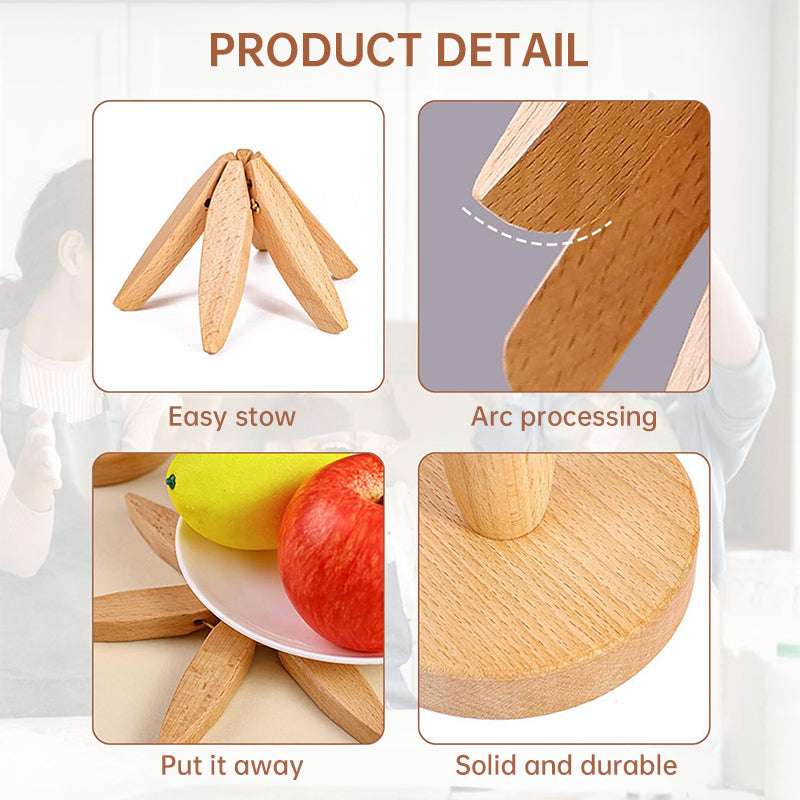 A set of tree - shaped wooden items including 4 trivets for hot dishes, pots, and pans, along with 1 stand. - Smart Savvy