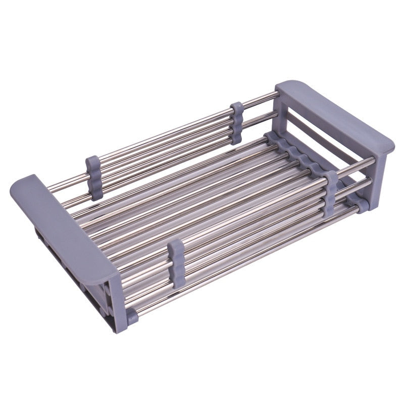 Adjustable Sink Dish Drying Rack Kitchen Organizer Stainless Steel Sink Drain Basket Vegetable Fruit Holder Storage Rack eprolo