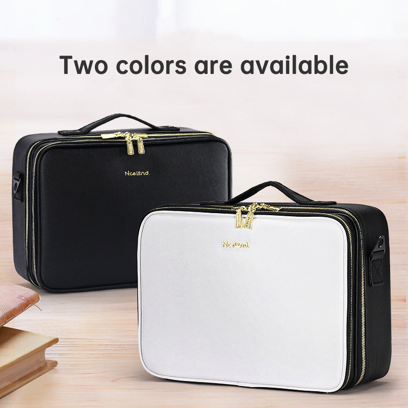PU portable zipper pouch leather makeup organizer waterproof zipper pouch with handle eprolo