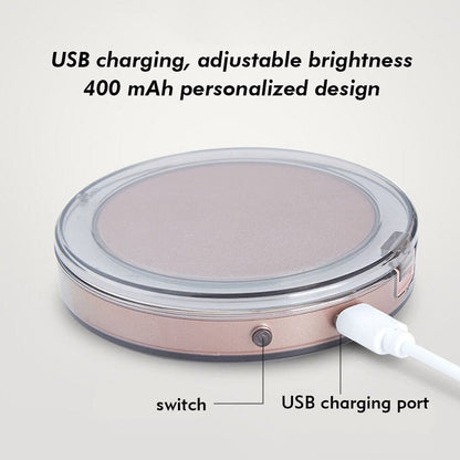 LED Lighted Vanity Travel Makeup Mirror Foldable Compact USB Charging Cosmetic Makeup Mirror Light Beauty Tools eprolo