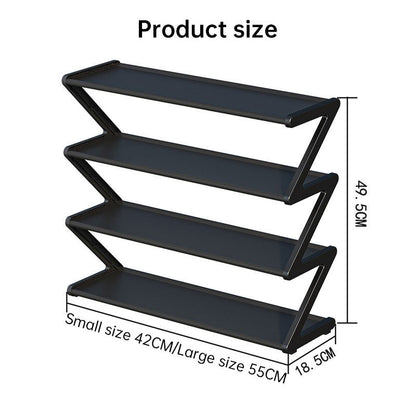 Z-shaped 4-layer shoe organizer: space-saving, wall/corner-mount, stackable, adjustable storage shelf. eprolo