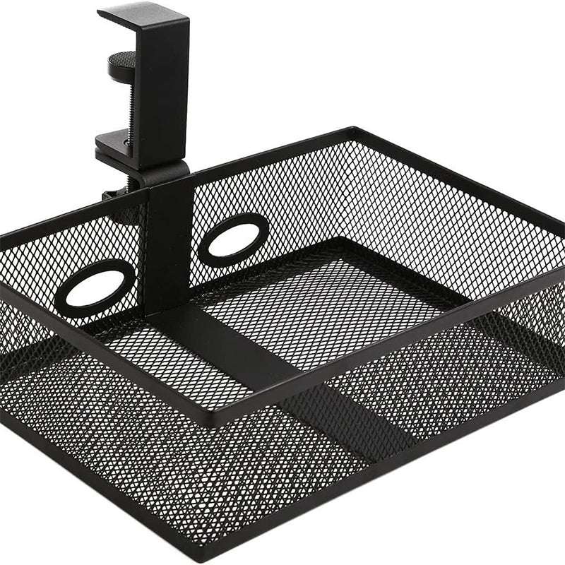 Mesh Desk Organizer with Clamp-on Swivel Pencil Drawer, having a hidden, sturdy C-Clamp mount system and easy installation. - Smart Savvy