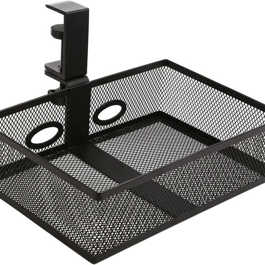 Mesh Desk Organizer with Clamp-on Swivel Pencil Drawer, having a hidden, sturdy C-Clamp mount system and easy installation. - Smart Savvy