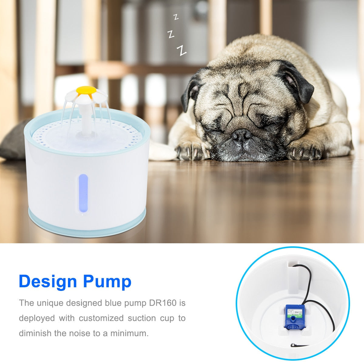 2.4L Automatic Pet Cat Water Fountain with LED Electric USB Dog Cat Pet Mute Drinker Feeder Bowl Pet Drinking Fountain Dispenser eprolo