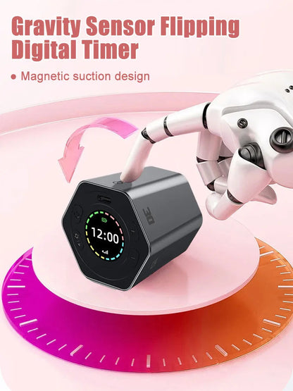 Hexagon Digital Clock Timer Magnetic Cubes Timer Kitchen Hexagon Flip Timer for Studying Cooking Exercising Easy To Use Magnetic eprolo