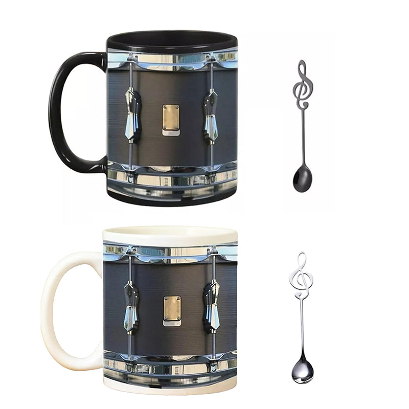 Vintage Drum Mug, 11oz. Black & White, Funny Ceramic Mug. Ideal Cool Gift for Drummers and Musicians. - Smart Savvy