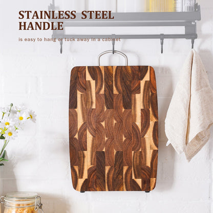 Wooden cutting board for household kitchen solid wood geometric grid cutting board eprolo