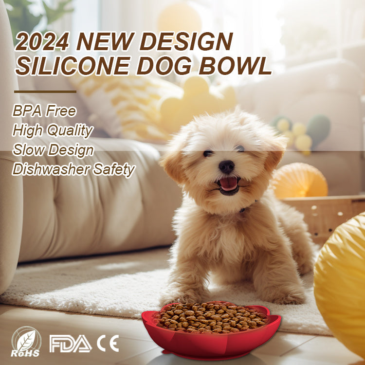 New Portable Dog Bowl Pet Feeder Licking Silicone Dog Bowl Slow Feeder Flower eprolo