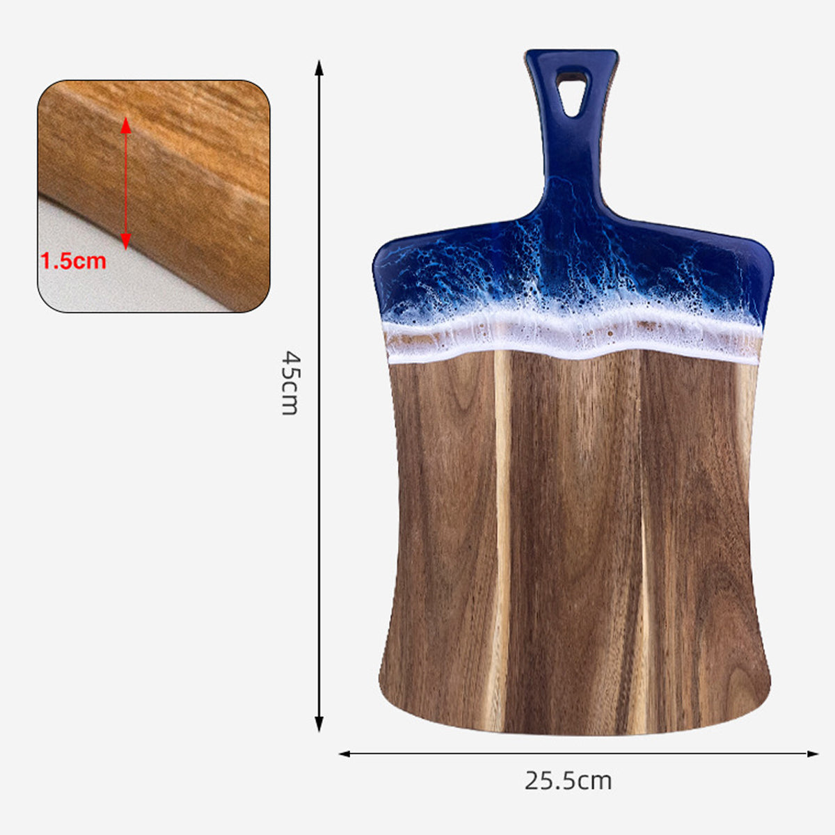 Wood Cutting Board Resin Blue green Wave Pattern eprolo