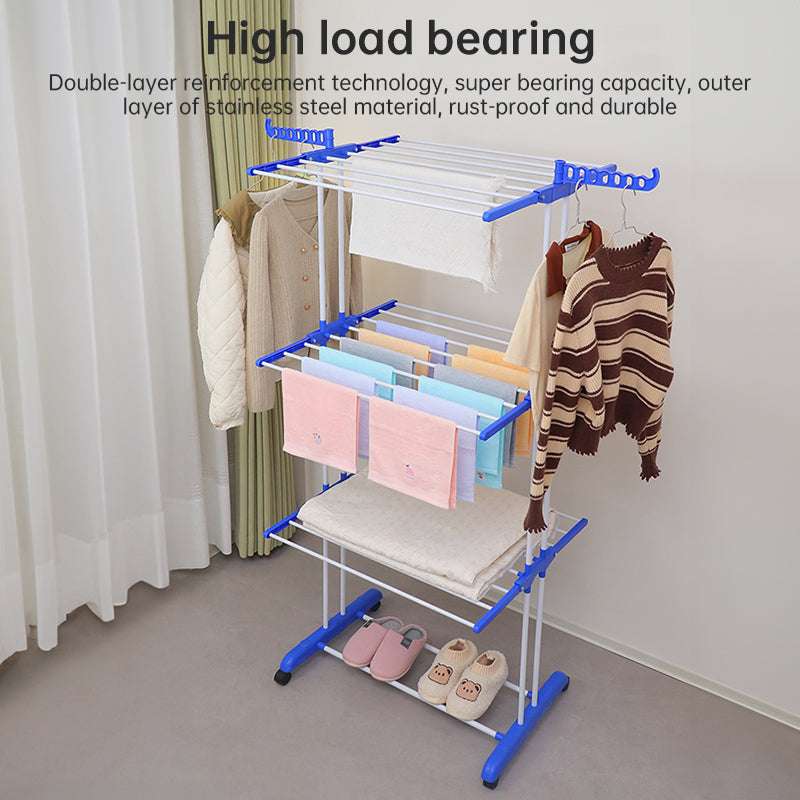 Folding Clothes Rack with Drying and Storage Functions for Bedroom, Ideal for Hanging Coats and Garments - Smart Savvy