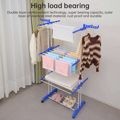 Folding Clothes Rack with Drying and Storage Functions for Bedroom, Ideal for Hanging Coats and Garments - Smart Savvy