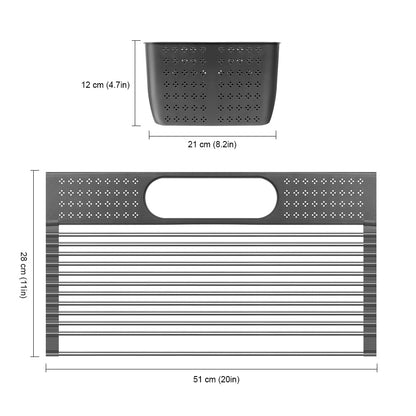 Dish Drainer Over Sink For Kitchen Organizer Multi-Use Roll-up Drying Foldable Rack  Fruit Vegetable Meat Mat eprolo