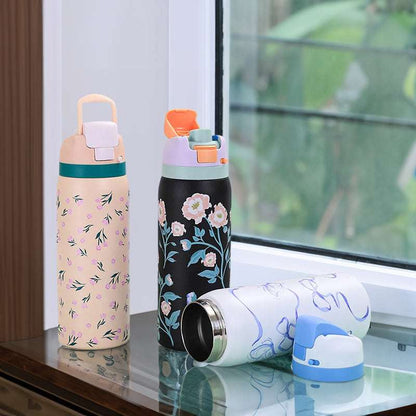 Fashionable Stainless Steel Insulated Bottle with Cartoon Patterns, Large-Capacity Jump Cup, Ideal for Outdoor Sports. - Smart Savvy
