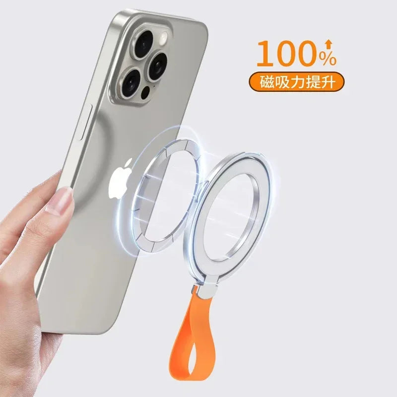 Magnetic Cell Phone Ring Holder for MagSafe Magnet Stand with Strap for IPhone 13 14 15 Samsung Mac Safe Removable Grip Bracket eprolo